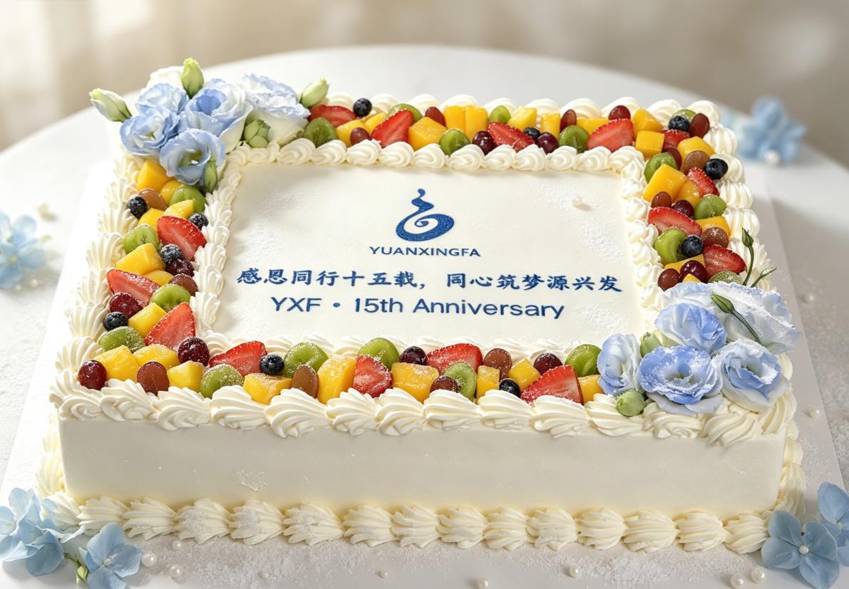 为深圳市源兴发定制的15周年庆典蛋糕